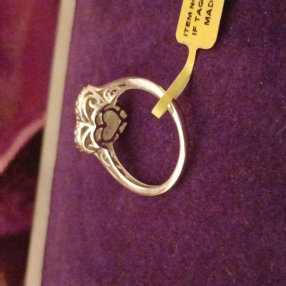 2147361-4. Blue Diamonds, Platinum over 925 Sterling Silver,  size 7 - Picture 3 of 7